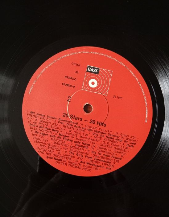 Пластинка платівка ретро вініл Stars 20 Hits BASF
