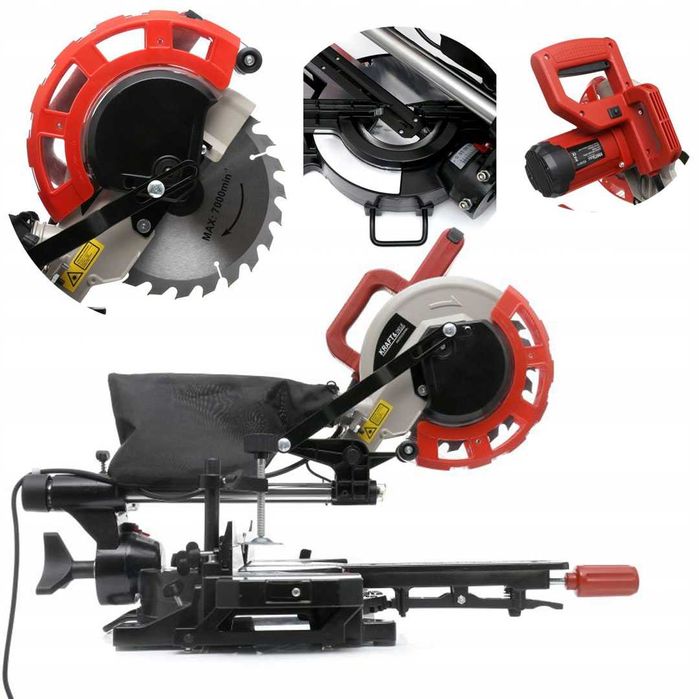 Piła pilarka ukosowa ukośnica z posuwem laser 2200W 210mm do drewna