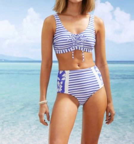 B.P.C biustonosz bikini top biały w paski 38.