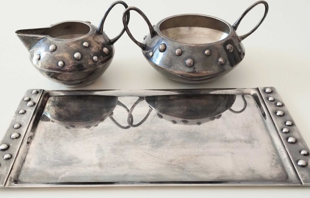 Komplet  srebrny. Rytosztuka. Asteroid. 655 gr. Lata 60 te.