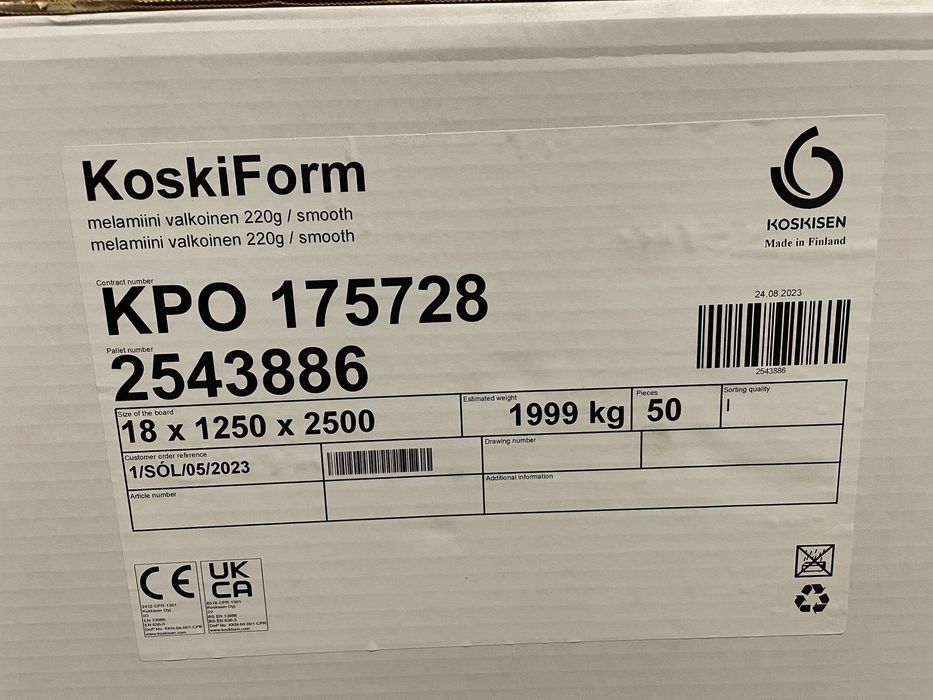 Sklejka Koskisen brzozowa melaminowana/fenolowa 18 mm dostępna od ręki