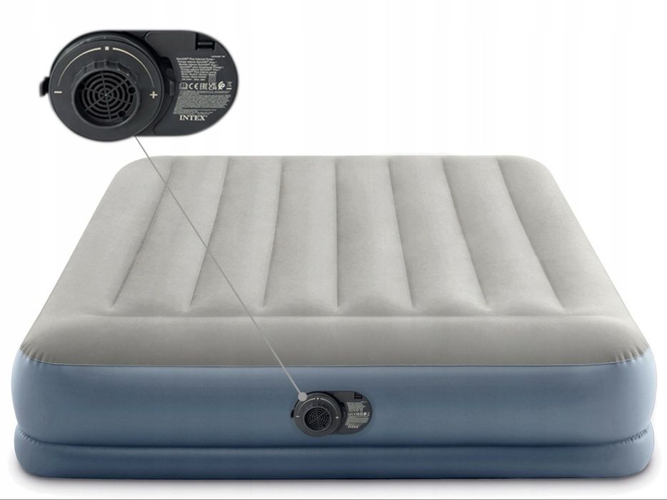 Nowy Dwuosobowy materac dmuchany welurowy Intex z pompą 230 V