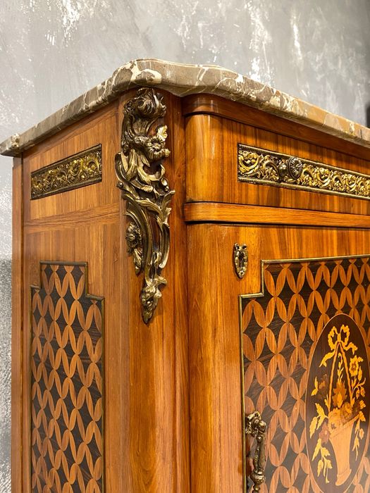 Francuska komoda formir intarsja marmurowy blat