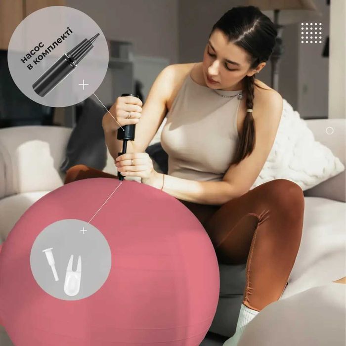 М'яч для фітнесу (фітбол) WCG 65 Anti-Burst 250кг Персиковий + насос