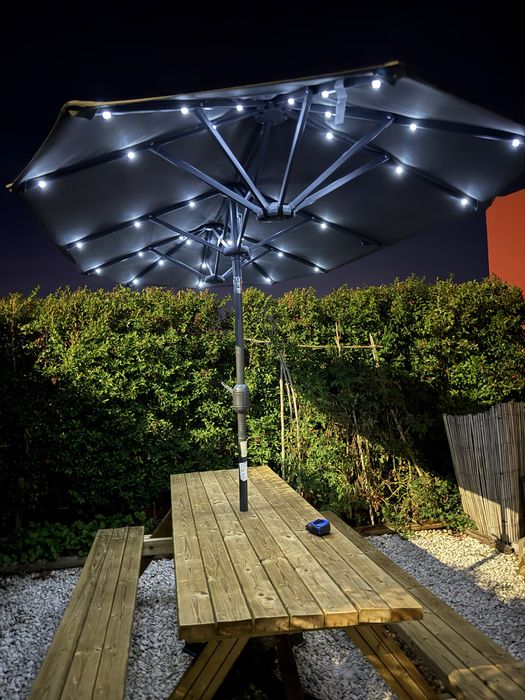Chapeu de sol com luzes led 280x140