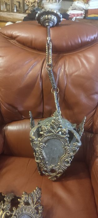 Conjunto candeeiro de teto e dois apliques em bronze