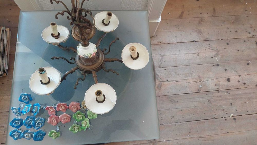 Candeeiro de Teto Vintage Estilo Capodimonte (6 Braços)