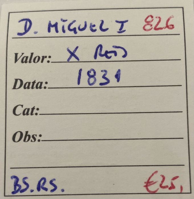Moeda  826 - D MIGUEL I - X Reis 1831