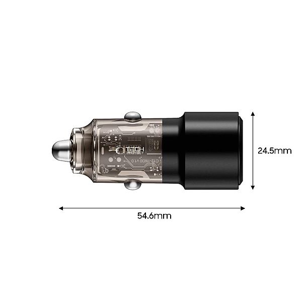 Ładowarka samochodowa CC03/2-porty PD75W - czarna