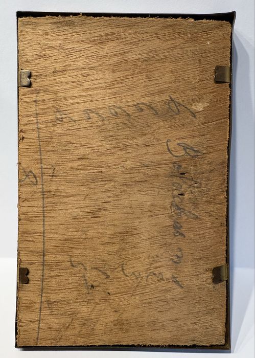 Antiga imagem de cruz filigrana em latão emoldurada