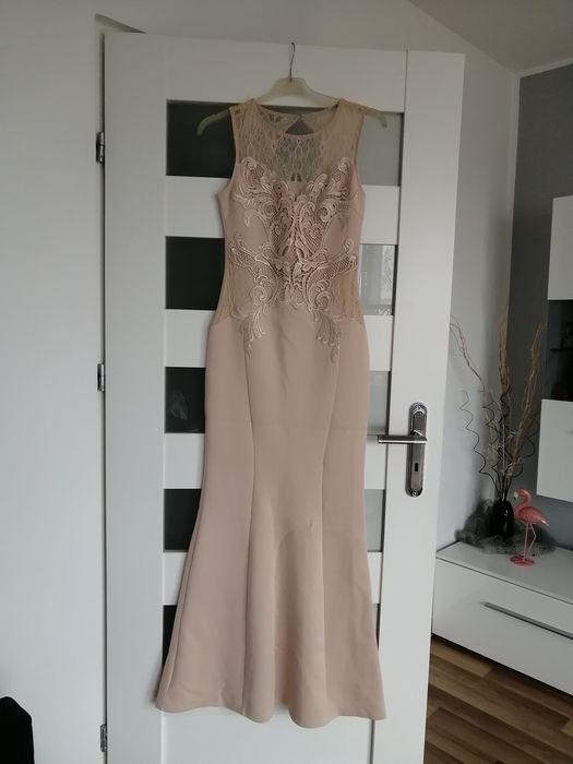Sukienka długa maxi syrenka rybka nude na wesele