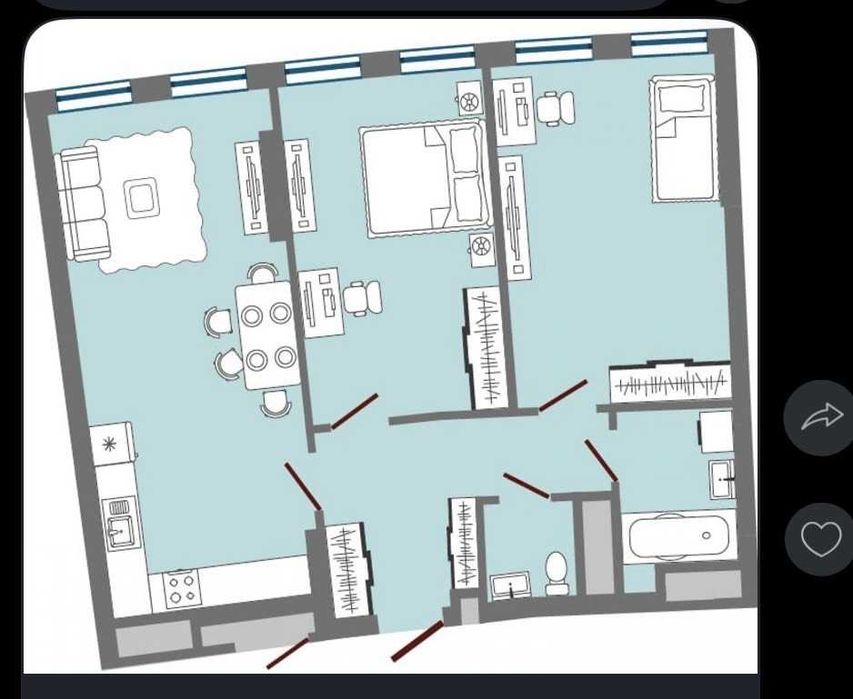 2-кімнатна квартира за адресою (площа 66 м²) - Atlanta.ua - фото 4