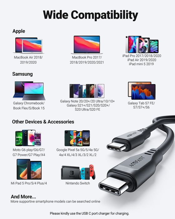 Кабель Type-C/Type-C AceFast Для MacBook, iPhone, Samsung та інших