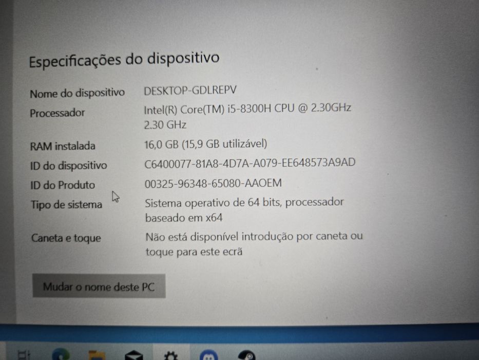 Computador Portátil Legion intel core i5 Geforce GTX 1050