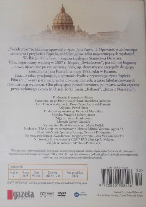 Świadectwo Kardynała Stanisława Dziwisza DVD