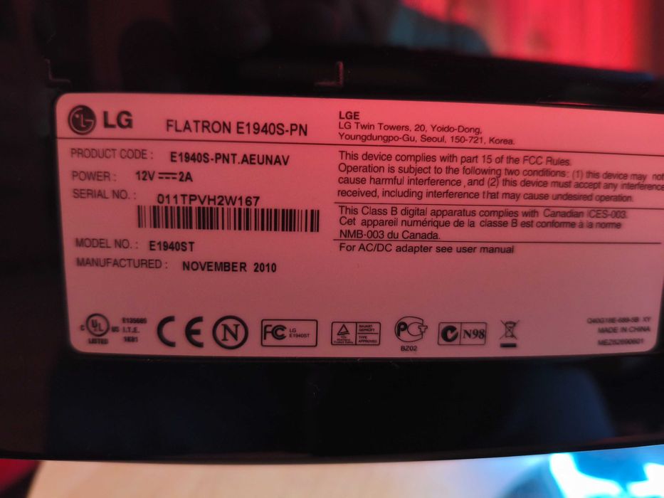 Monitor do komputera LG Flatron E1940 Led