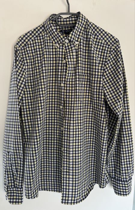 GAP Slim Fit M – męska koszula 100% bawełna granatowa kratka