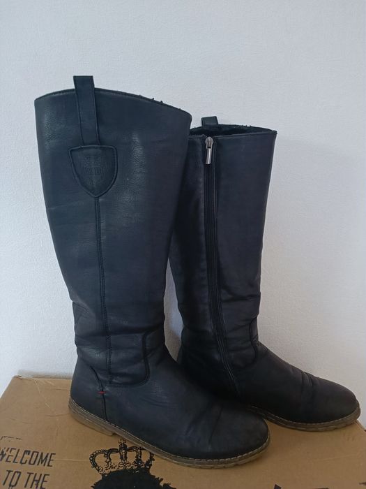 Шкіряні високі зимові чоботи 39 р.