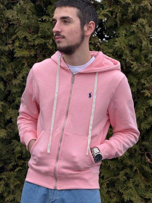 Зіп-худі Polo Ralph Lauren чоловіча рожева зіпка Поло Ральф Лоурен