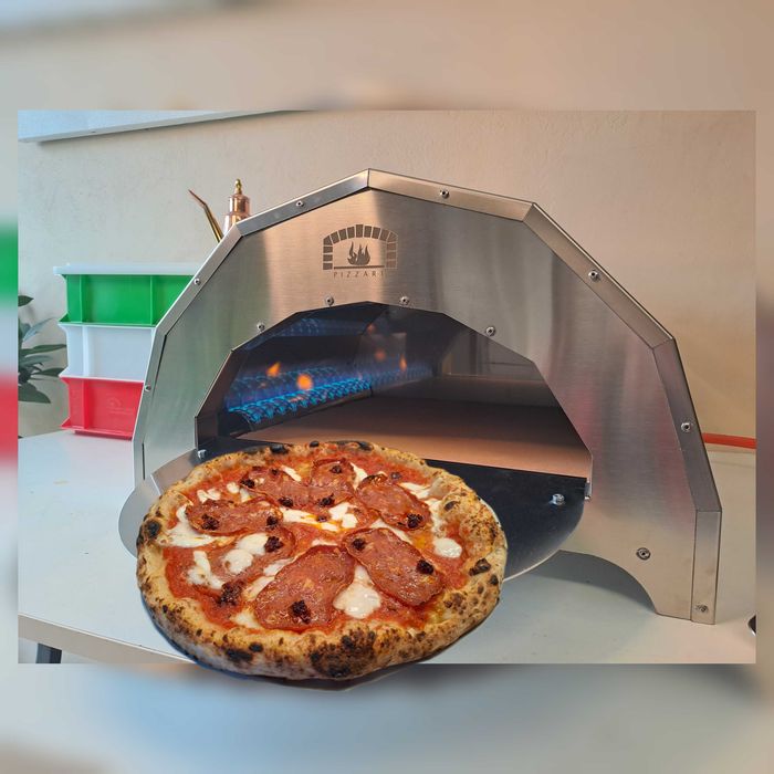 Piec do pizzy na gaz "Pizzart Inox"+ biscotto 40x 40 x 3 Made in Italy