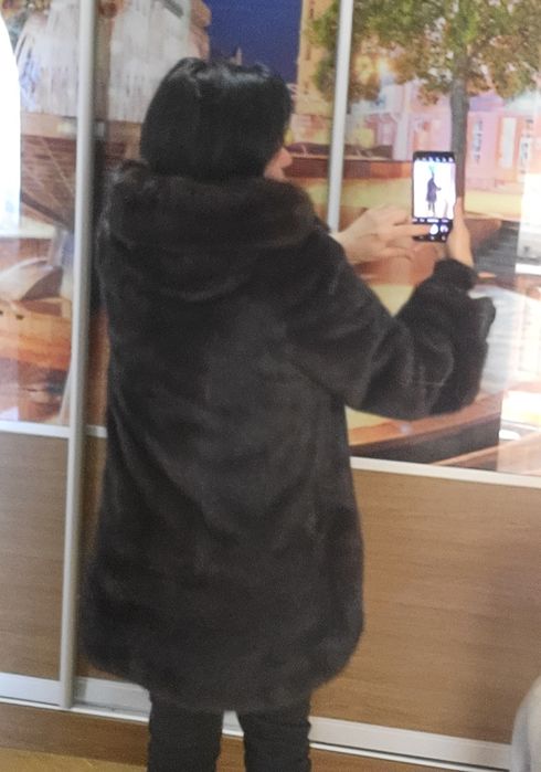 Норкове манто з капюшоном XL