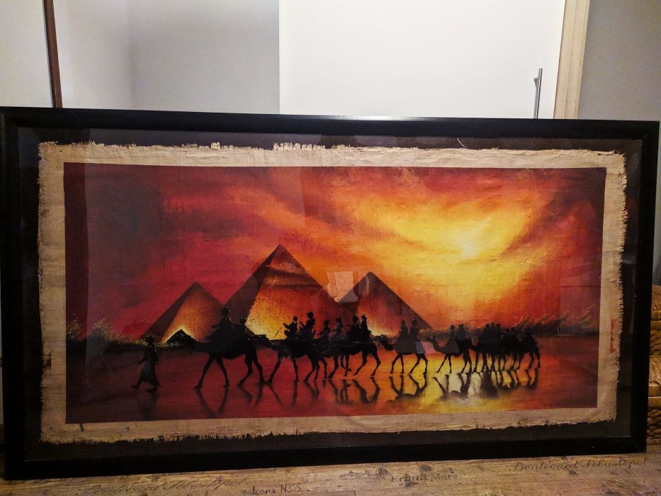 duży obraz malowany na papirusie