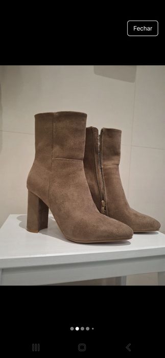 Botas camel imitação de camurça