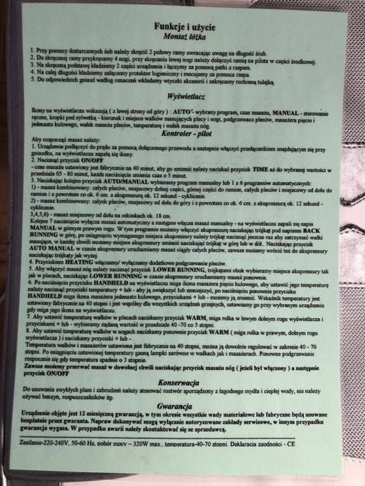 Łóżko masujące Cerageen Jade plus LCDH