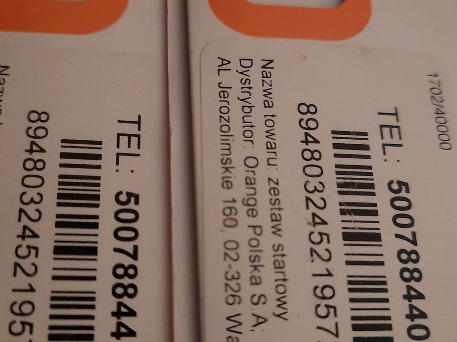 Karta karty sim orange nr 500... dla firmy lub pary złoty numer platyn