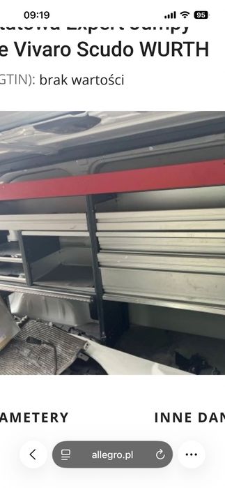 Zabudowa serwisowa warsztatowa Expert Jumpy Proace Vivaro Scudo WURTH