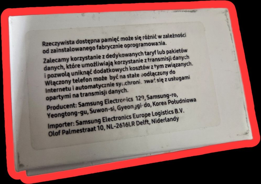 Pudełko, opakowanie Samsung A71