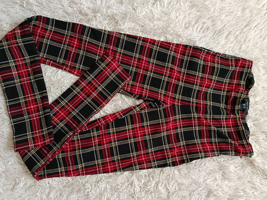 Legginsy New Look r. 34 (XS) – krata, elastyczne, wysoki komfort, suwa