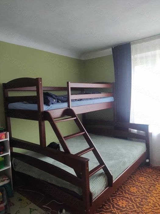 Сімейне дитяче двоповерхове ліжко Білий з матрацами 15см 140х90х200