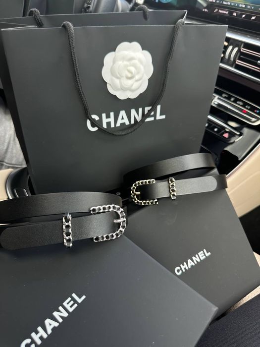 Ремінь Chanel повний комплект бутика шкіряний ремень кожаний чорний