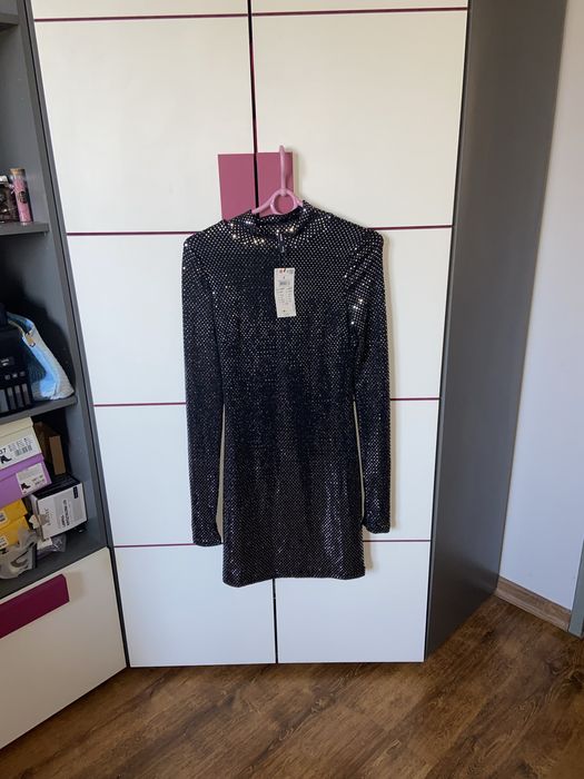 Brokatowa sukienka cekiny House S viral impreza święta sylwester