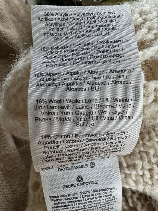 Sweter welniany azurowy kremowy