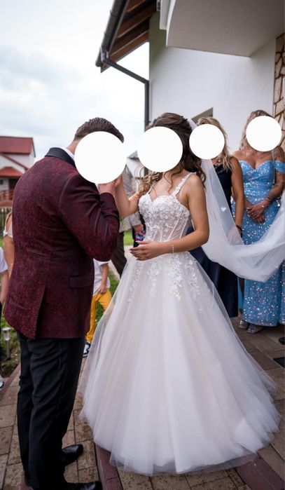 SUKNIA ŚLUBNA XS na 160cm piękna kwiaty