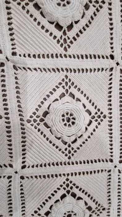 Cobertor antigo em croché Feito à mão 2,40 × 2,20 m