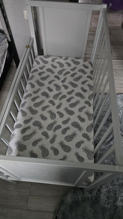 Дитяче ліжко сіре + матрас + наматрасник + непромок. простинь в подару