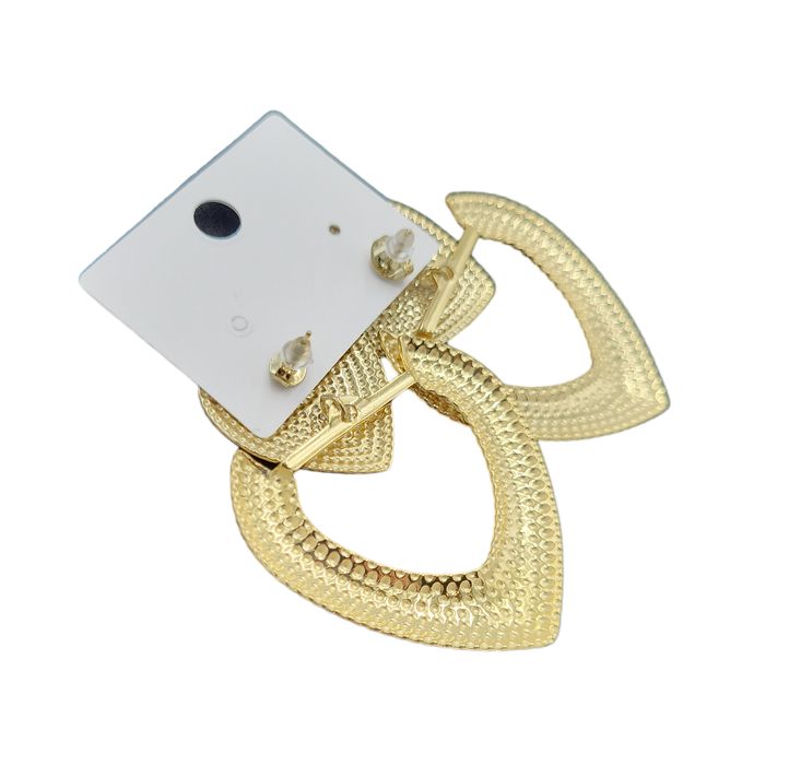 Kolczyki dwa serca wzór złote stal nierdzewna