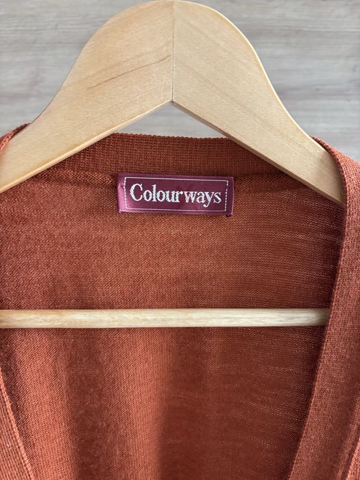 Wełniany sweter kardigan narzutka celglasty ceglany Colourways 42 44