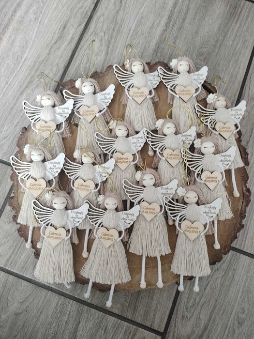 Aniołek podziękowanie dla gości Komunia Święta Makrama