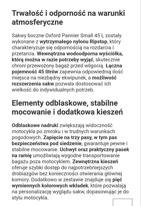 Sakwy motocyklowe Oxford F1 45L