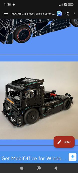 manual Lego de transformaçao Formula1 Mercedes w14 em camião