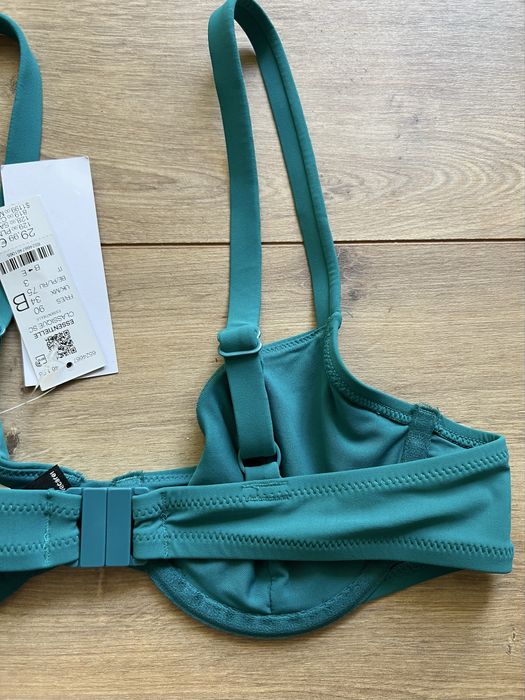 Zielony, biustonosz, stanik, góra, kostium kąpielowy bikini Etam, 75B