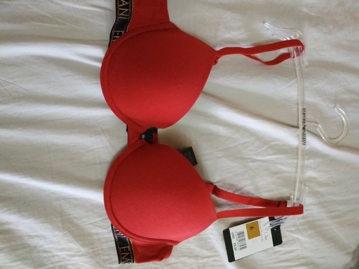 Бюстгальтер брендовый красный хлопок Emporio Armani