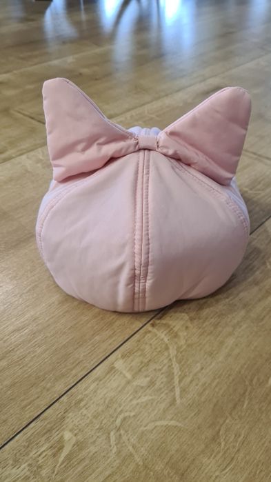 Czapka Federica Moretti. Z uszami. Pudrowy róż. Made in Italy. M 55 cm