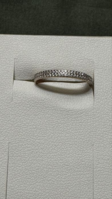 Золота каблучка з подвійною доріжкою з фіанітів розмір 17-17,5 кольцо