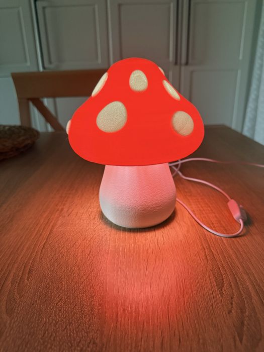 Lampka nocna muchomor grzybek – druk 3D, zasilanie USB, dekoracj