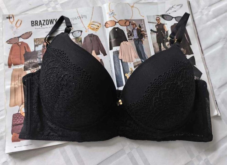 Elegancki koronkowy biustonosz marki Nicole Miller rozmiar 38C (85C)